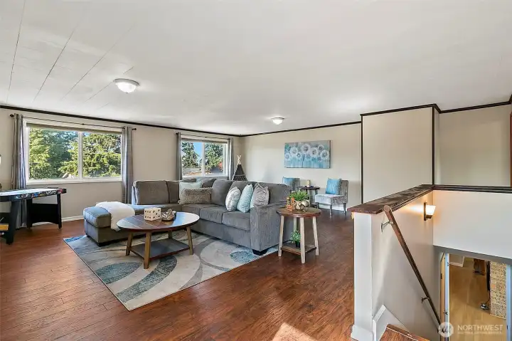 Upstairs to the enormous bonus room