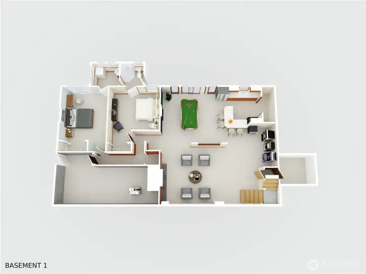 Downstairs 3D Floorplan with staged options
