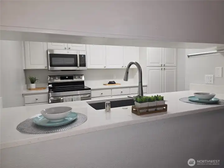 Farm style sink and tall faucet