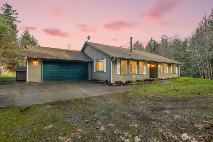Welcome home to your 3 bedroom, 2 bath oasis on 5 acres in Olympia! Minutes to all amenities, freeway, and Puget Sound. No neighbors in sight, yet close to everything! Attached 2 car garage with additional RV parking directly to the left.