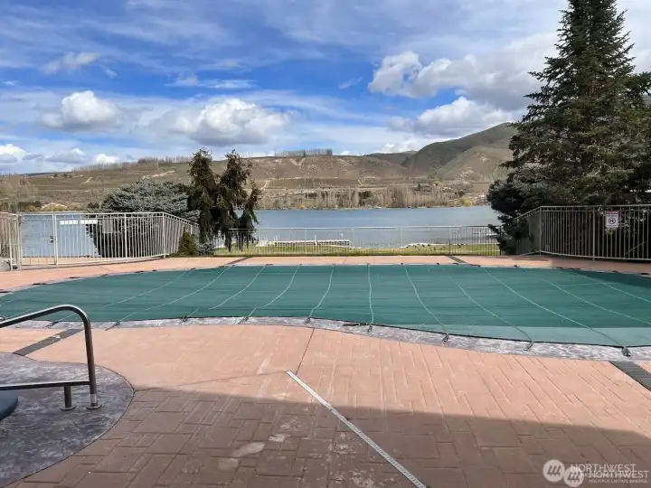 Pool with cover on.