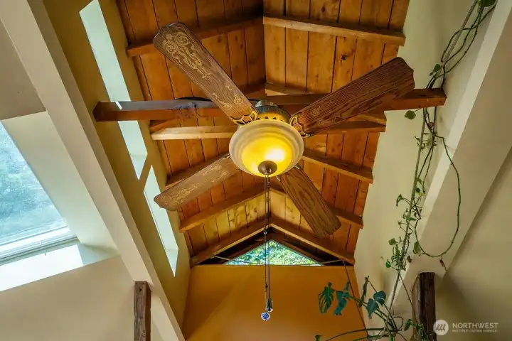 Vaulted ceiling in main house