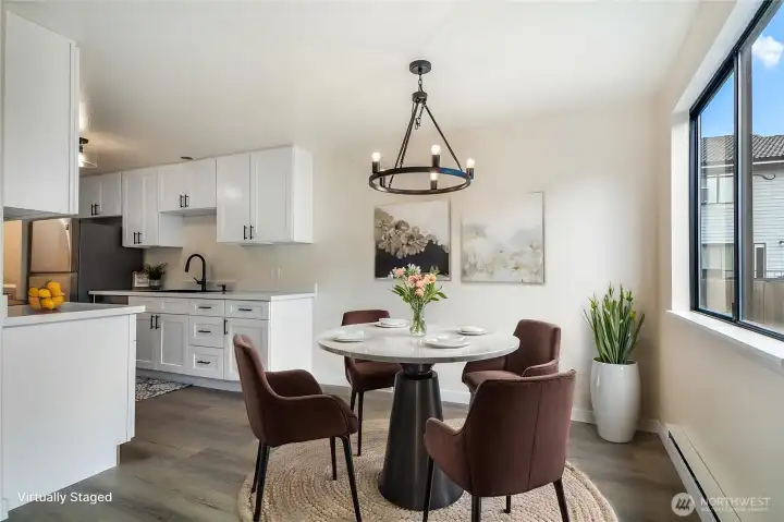Dining area off remodeled kitchen.