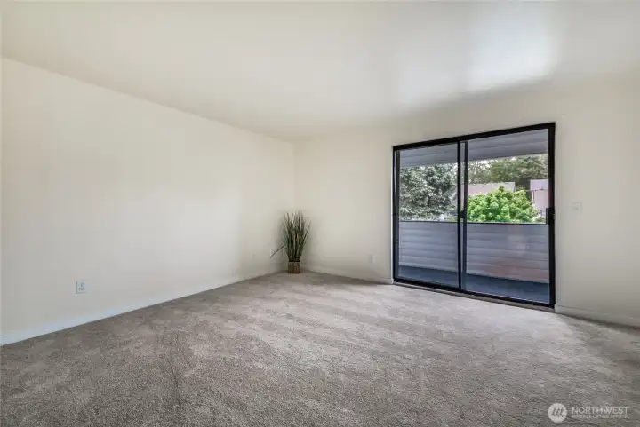 Spacious slider with slider to deck.
