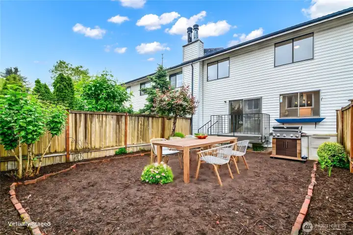Easy maintenance backyard. Virtually staged.