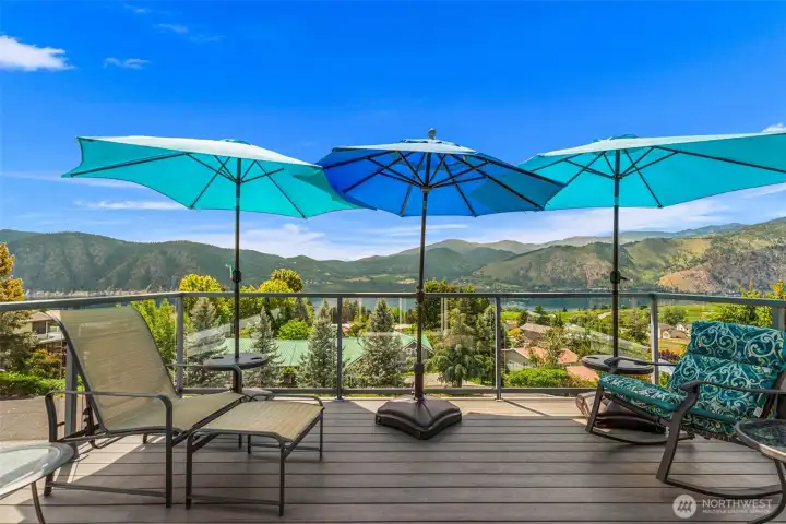 Deck with glass panels for unobstructed views. Deck with glass panels for unobstructed views.
