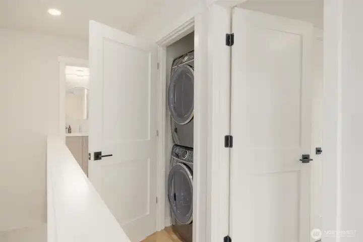 The washer and dryer are conveniently located on the second floor. The washer and dryer are conveniently located on the second floor.