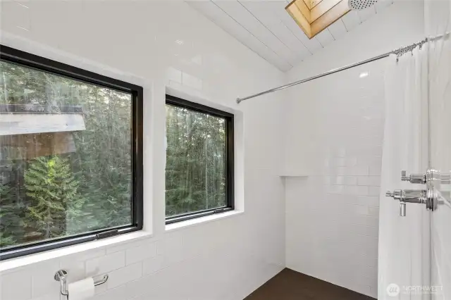 European style bathroom with views.