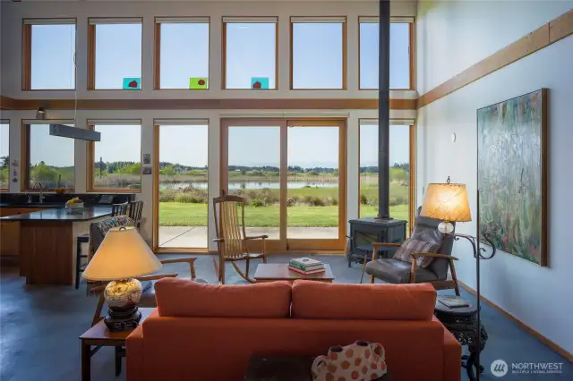 A peaceful place in the great room with radiant heated floor. Or add the wood stove on a stormy day.
