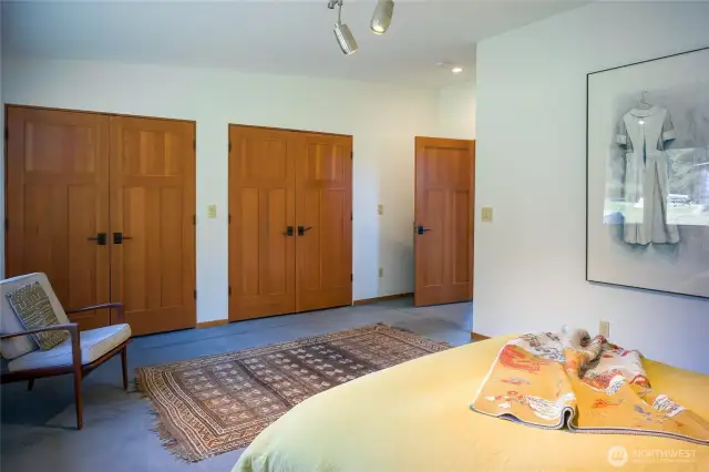 Primary bedroom.  All the doors in the house are clear fir.