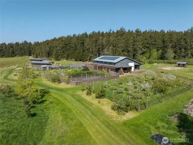 Well-appointed, passive solar home, spacious barn art studio with apt fenced orchard & garden + greenhouses.