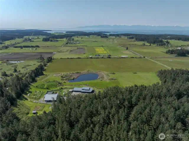 Looking south to the mountains over the property.