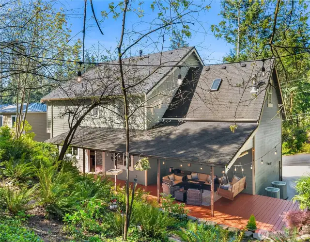 Spacious backyard and deck area.