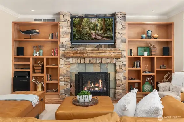 Relax around the fireside in the inviting great room.