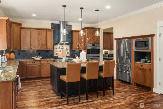 Chefs will adore the grand, island-style kitchen.