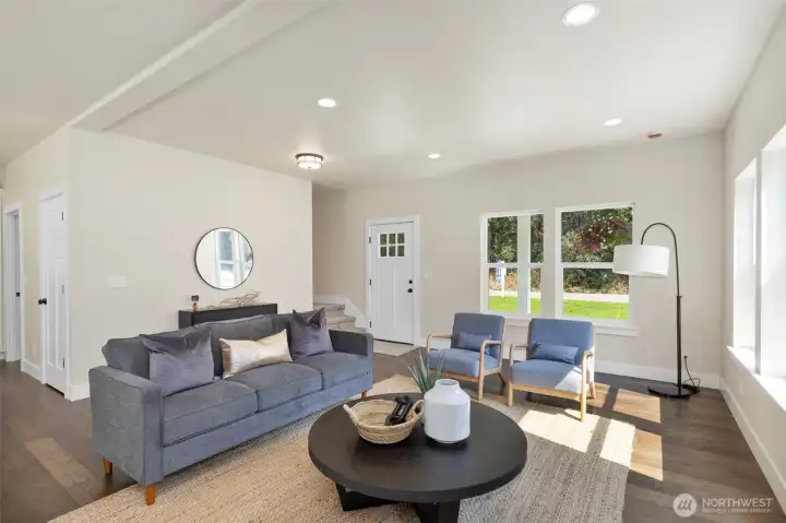 Lots of natural light fill this living space.