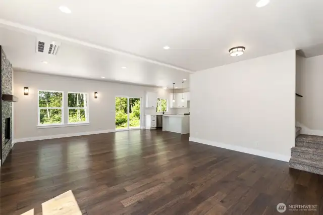 Open concept.  Sliding door to back yard.