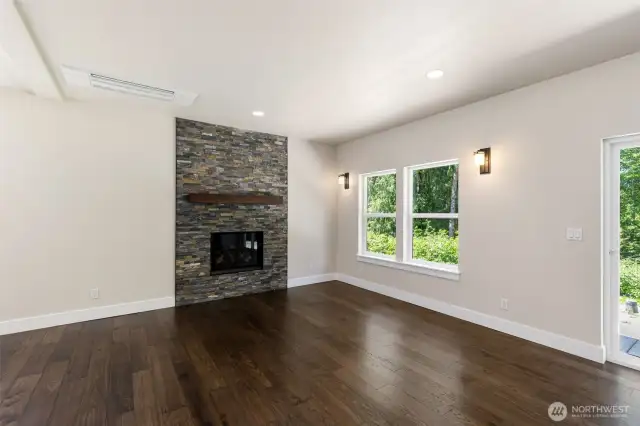 This home boasts multiple heat sources.  Gas fireplace.  Mini-split with A/C for year round comfort.