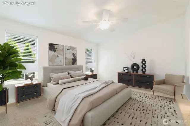 *Virtually Staged*   This primary bedroom is spacious and has a walk in closet.