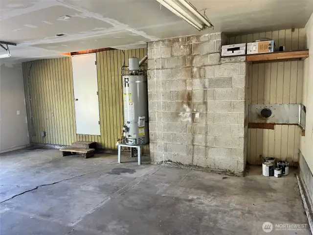 Oversized one car attached garage.