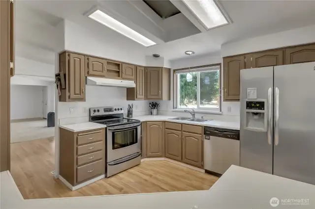 Kitchen with skylight