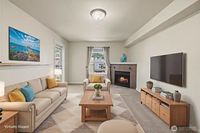 Virtually staged living room