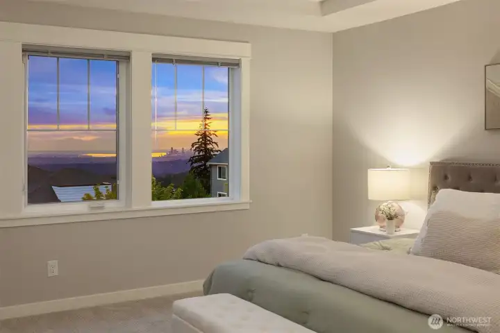 Upper level main suite in twilight