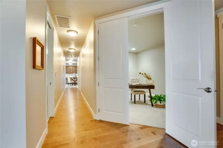 Positioned near the formal entry, this flex room provides endless possibilities—from a quiet home office to a comfortable additional bedroom.