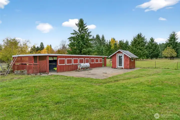 Goat shed and storage building.