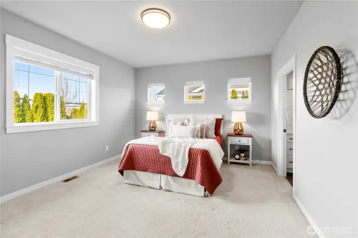 Primary bedroom just off the living area