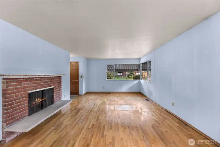 Cozy wood-burning fireplace