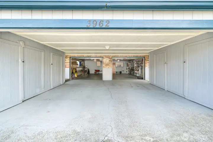 Car port leading to 2 car garage