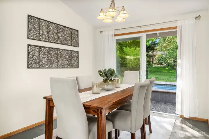 Dining room with view to backyard.