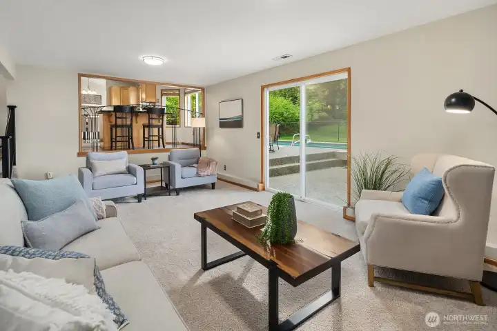Family room with slider to backyard.