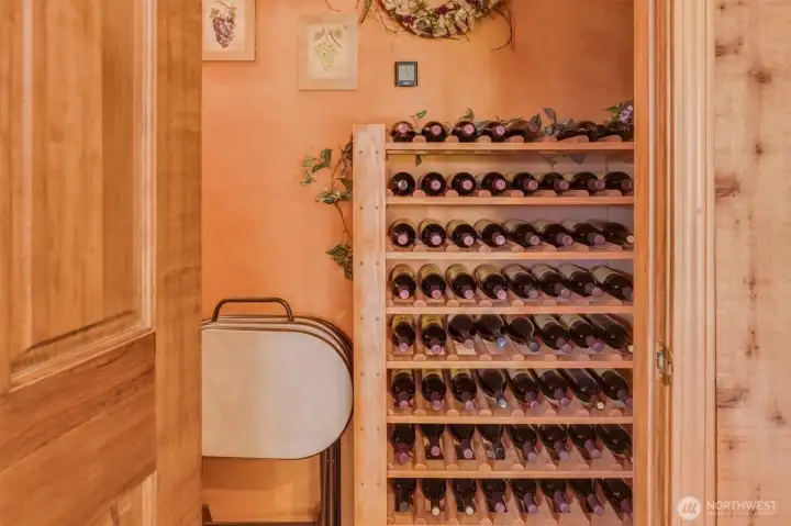 Wine storage in the basement.