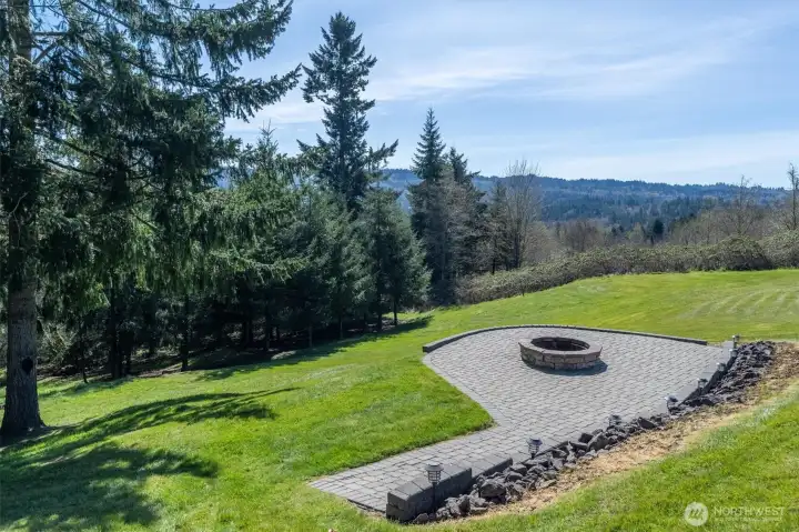 Fire pit in the backyard.