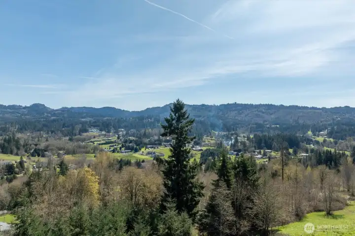View from the kitchen, dining and family room.