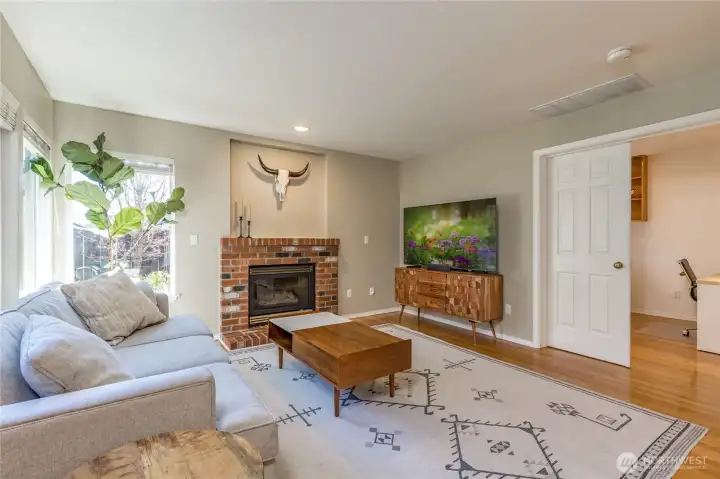 Family room with office/4th bedroom behind double doors