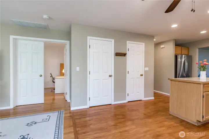 Rich hardwood flooring throughout the main level