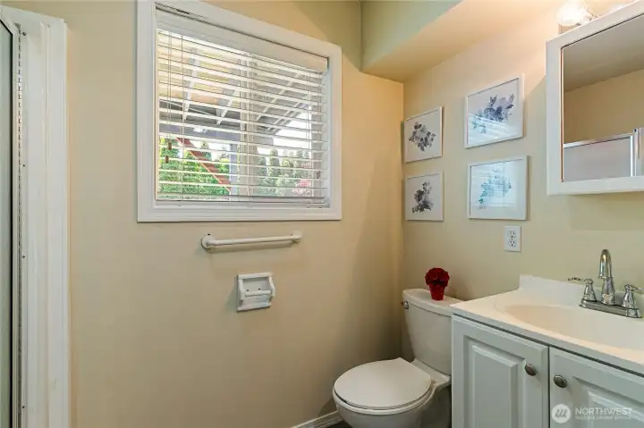 3/4 bathroom through the laundry room. 3/4 bathroom through the laundry room.