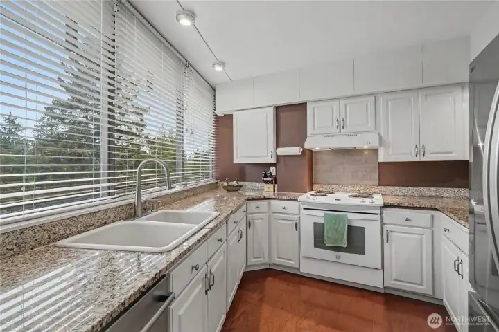 Kitchen view two, with windows like this it feels very open and airy.