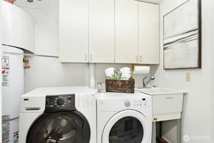 Lower Level laundry room, furnace and hot water heater