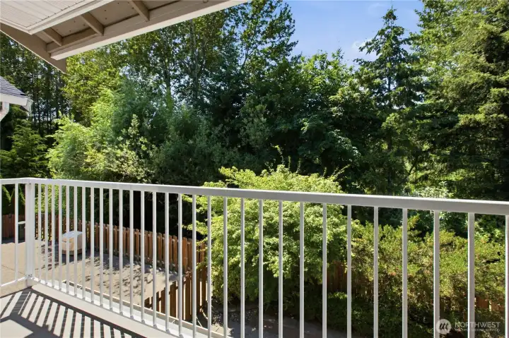 Deck off the primary suite. Deck off the primary suite.
