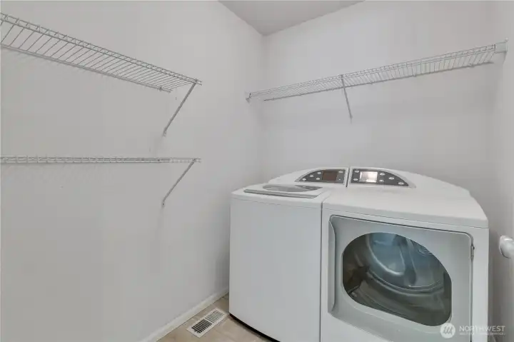 Separate laundry room located on upper floor. No need to lug the laundry downstairs. Built in shelves. Separate laundry room located on upper floor. No need to lug the laundry downstairs. Built in shelves.