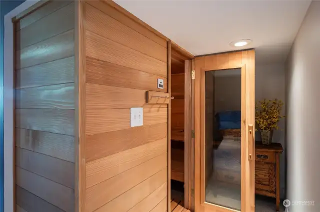 Sauna located on the lower level