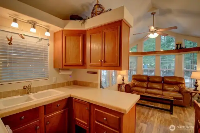 Kitchen with cabinets and counter space