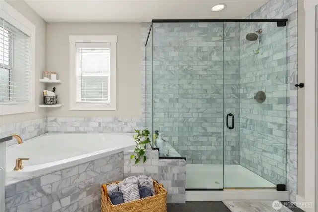 Unwind & relax in your spa like bathroom customized w/ modern finishes