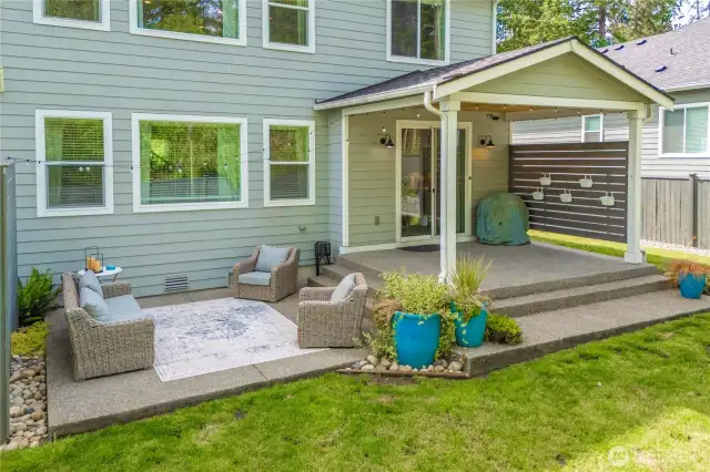 Grill & chill in every season w/ dual patio areas