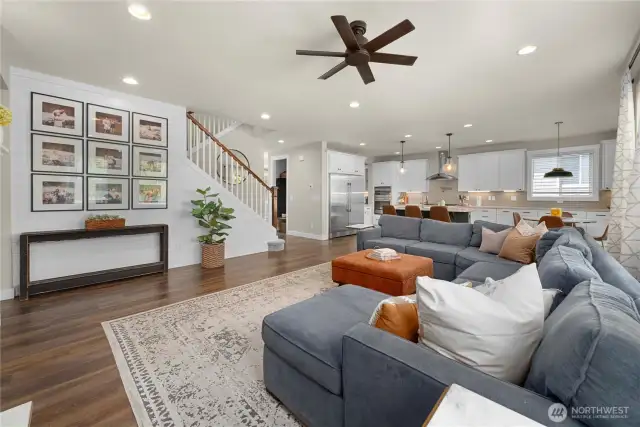 Stylish custom shiplap adds texture and warmth throughout home