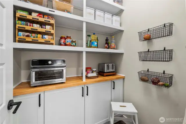 Handcrafted built ins for optimal pantry storage